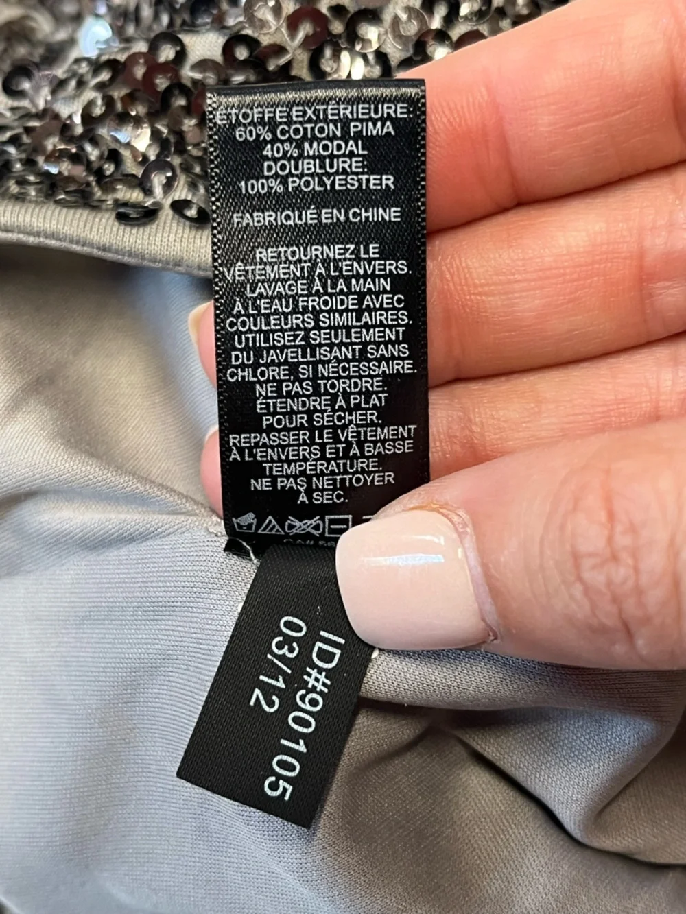 Express | Silver Gray Sequin Color Block Lined Mini Skirt L